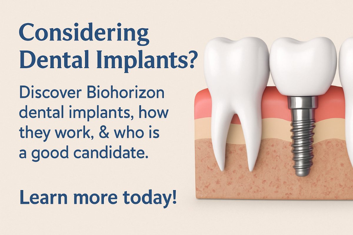 Close up animated model of a biohorizon dental implant integrating into a human jaw bone. No text on image.